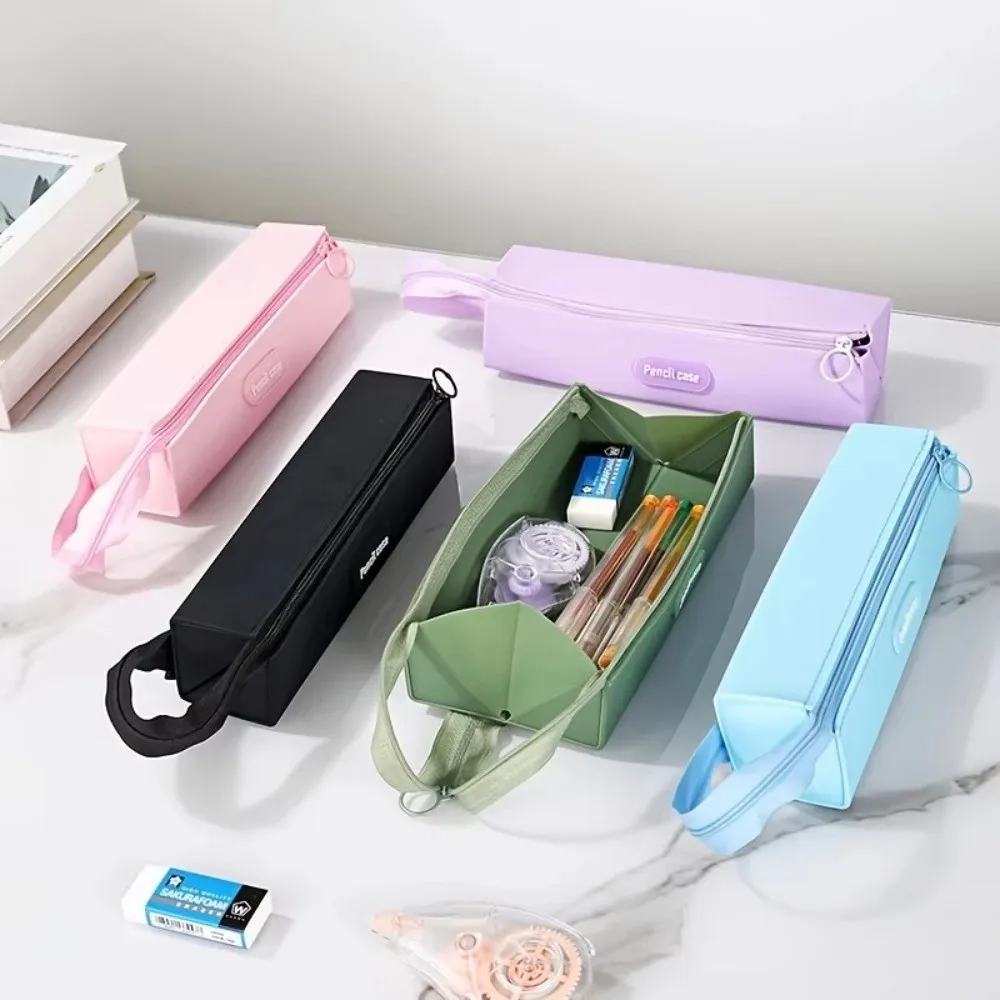 حقيبة أقلام سيليكون جديدة ذات سعة كبيرة متعددة الوظائف مقلمة حقيبة أدوات مكتبية متقدمة هدية