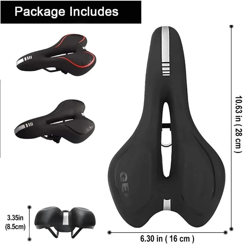 Bike Saddle Silicone Cushion Cycling Seat PU Leather Surface Silica Filled Gel TimeTrial Comfortable Shockproof Bicycle Saddle