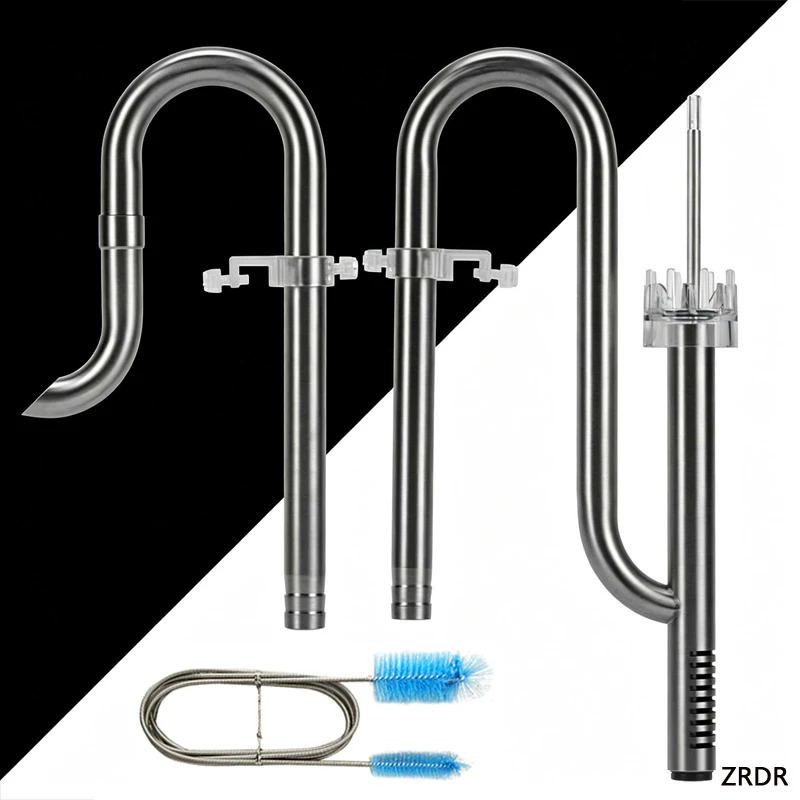 Stainless Steel Aquarium Filter Tube with Oil Removal Film Fish Tank Inlet Outlet Accessories Water Circulation Filter for Aquat
