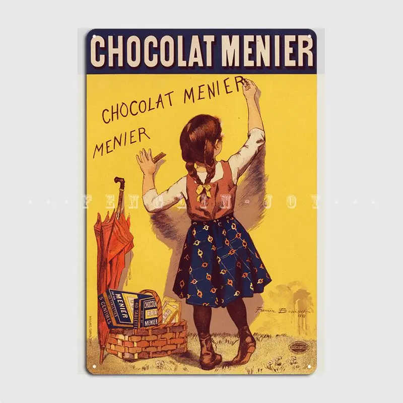 Chocolat Menier Metalls child Küchen plaketten Kino Wohnzimmer Design Zinn Zeichen Poster