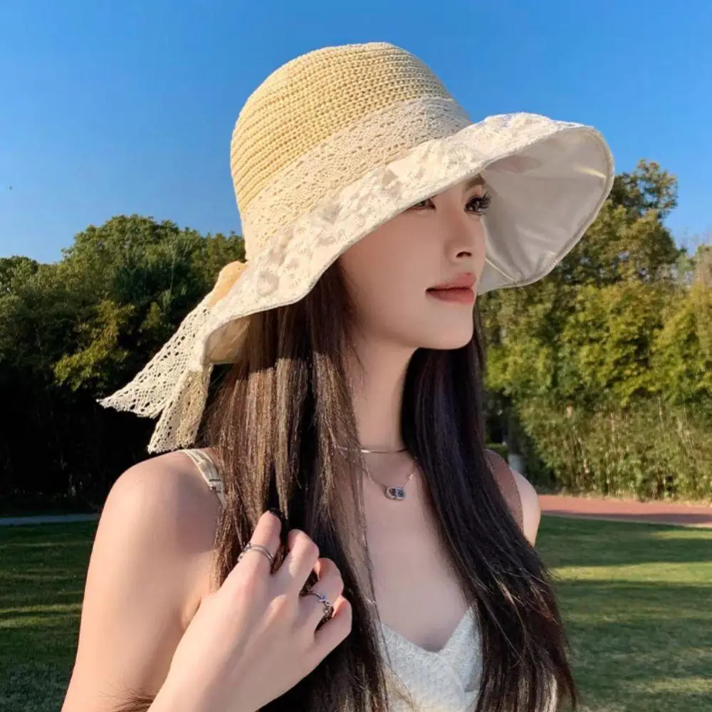 

New 2025 Women's Straw Hat Fashionable Sunshade UV Protection Versatile Stylish Summer Hat Elegant Beach Hat Hair Accessories