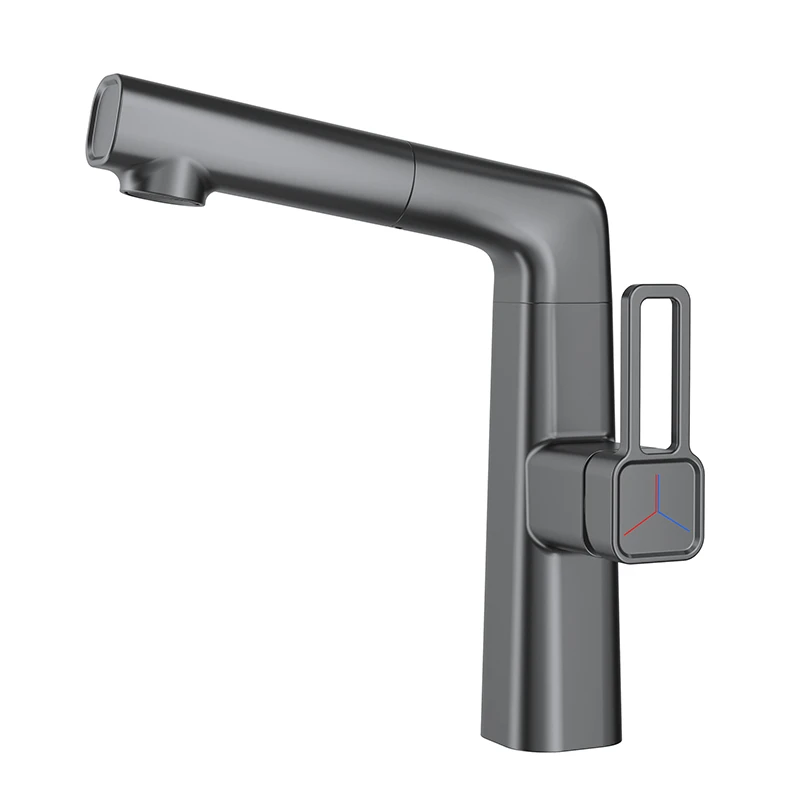 

Pull-out faucet Lifting bathroom Brass gold basin Full copper bathroom cabinet Wash table Hot and cold