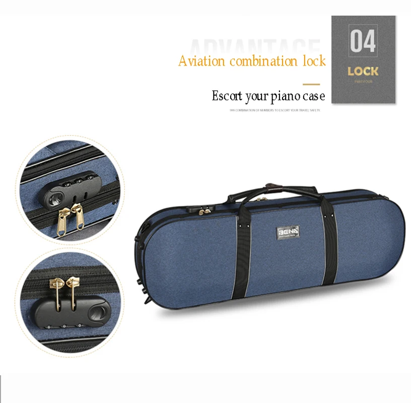 4/4 Violin case High-grade waterproof and compressive fashion Square Box Violin Square Case With hygrometer