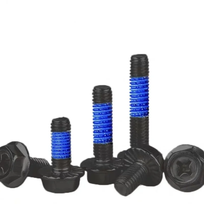10Pcs M3 M4 M5 M6 M8 M10 Screws 304 SS Glue Dispensing Electrophoresis Black External Hex Cross Flange Bolt With Serrated Teeth