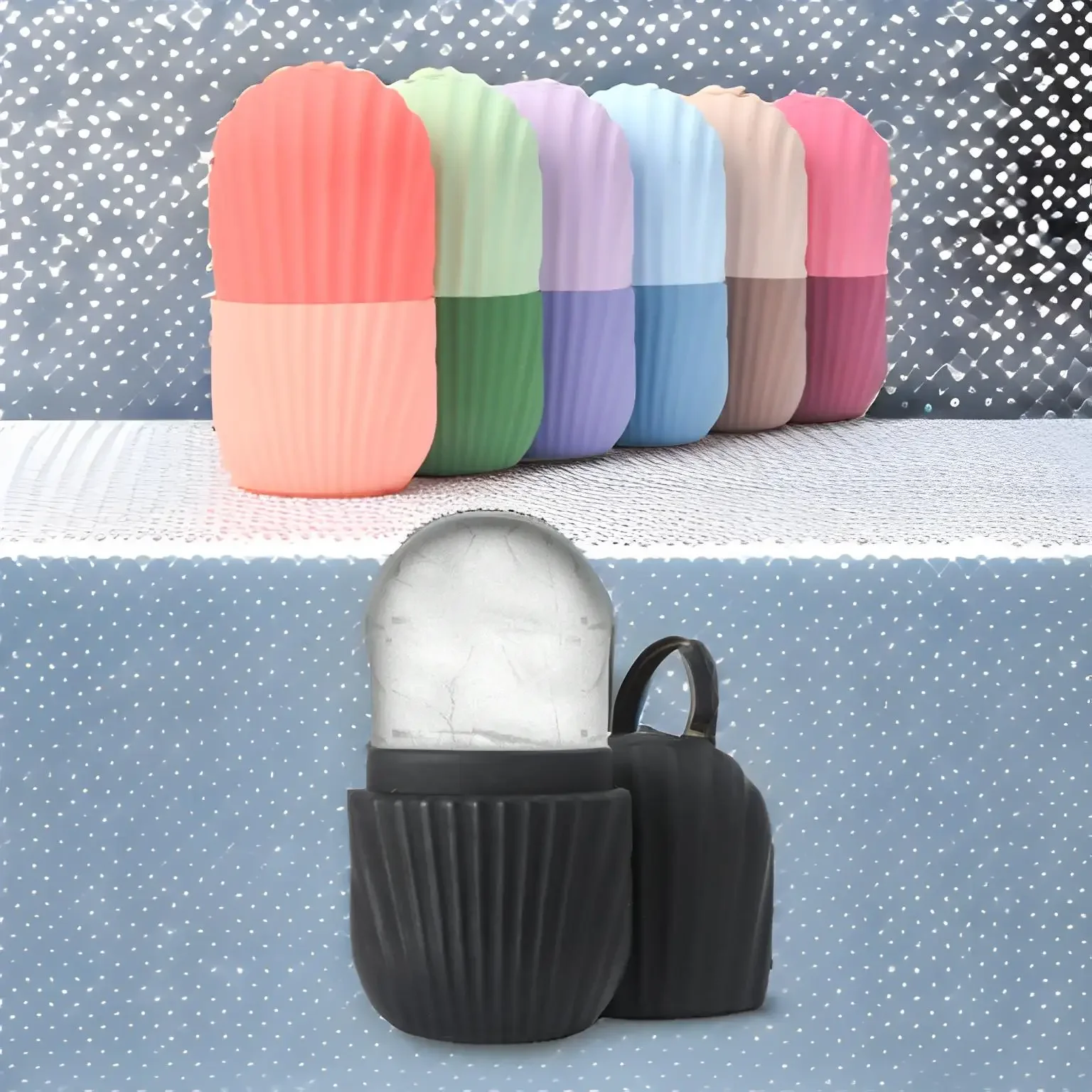 Masajeador de rodillo de hielo de silicona para cara, ojos: cuidado natural de la piel, enfriamiento y elimina las bolsas de ojos, reutilizable y calmante