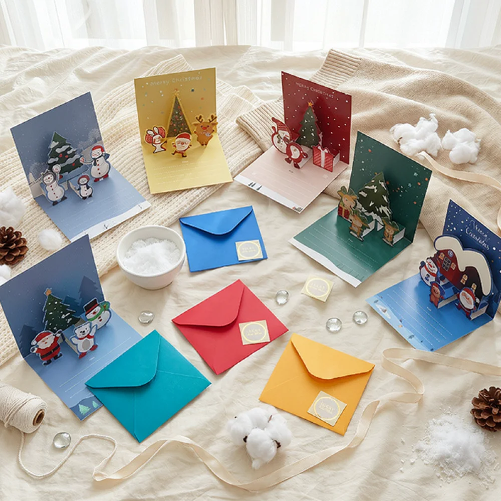 Foldable 3D Christmas Card Creative Pop Up Paper Blessing Note For Hualishiguang Festive Season Gift Craft Supplies