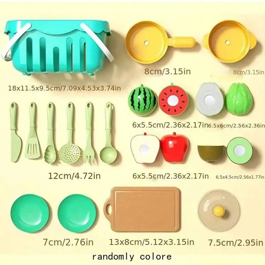 Fun Cutting Food, Fruit And Vegetable Toys, Pretending Food Toy Set, Suitable For Children, Girls, And Boys, Early Basic Skills