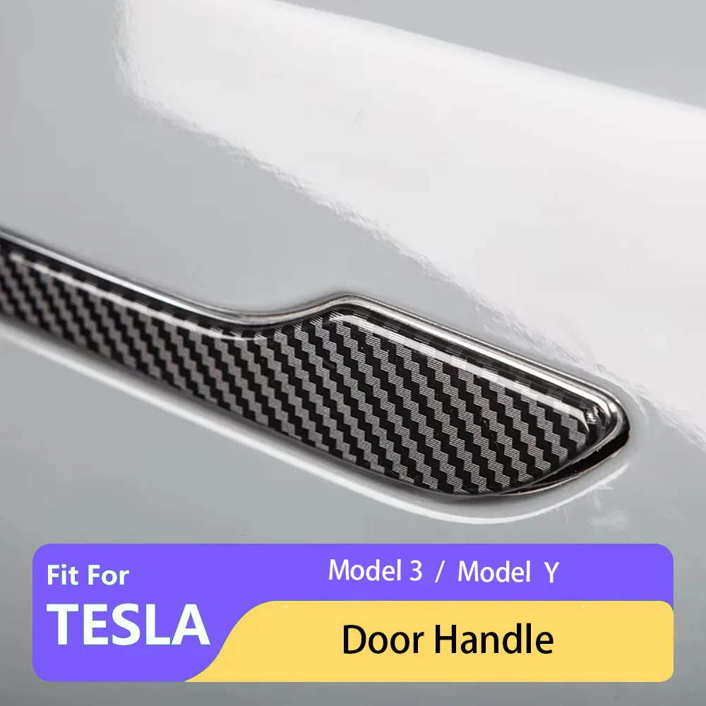 Passend für neue Tesla Model 3 2024 Model Y Türgriffzubehör Türverkleidungsaufkleber Model 3 Carbonfaser ABS Highland 4 Stück/Set