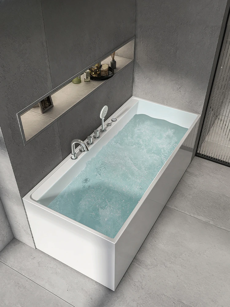 Household acrylic small bathroom tub online celebrity simple thin side double jacuzzi.