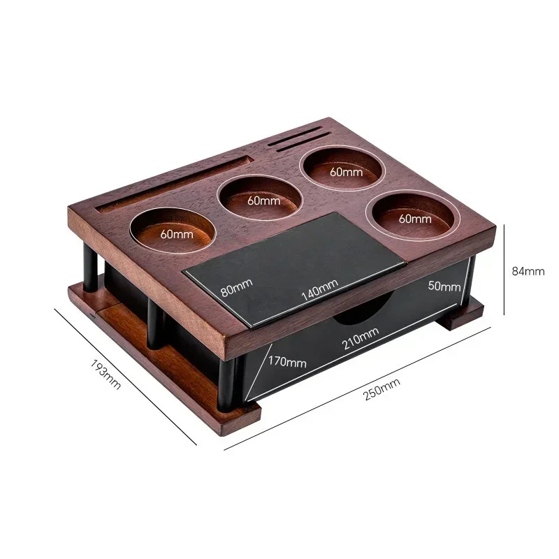 51-58mm Coffee Tamper Station Stand with Knock Box Wooden Coffee Organizer Box for Portafilter Tamper Distributor &Puck Screen 6