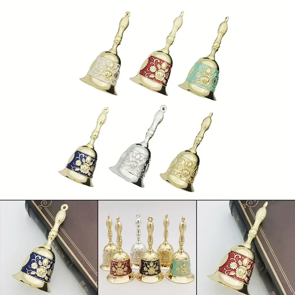 Hand Bells Table Service Bell Metal Retro Hand-Cranked Bells Bar Hotel Restaurant Call Bell Wind Bell Christmas Craft Gift