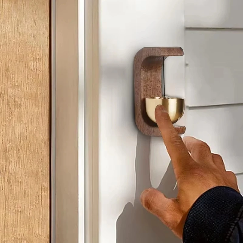 1/2 قطعة جرس الباب الصلبة جرس الباب الخشبي المغناطيسي النحاس الرياح الدقات اللاسلكية جلجل جرس مدخل جرس الباب قلادة ديكور المنزل