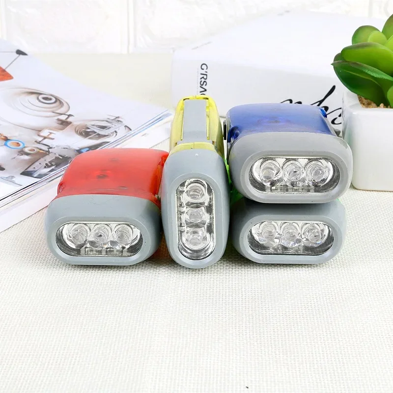 Mini Portable Power Generation Promotion Gifts Outdoor 3 Led Hand Pressing Hand Crank Dynamo Torch Flashlight