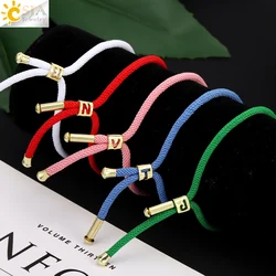 Initial Letter Rope Bracelet for Men Luxury Gold Color Heart Charm Bracelet Lucky Red Black White Adjustable Couple Gift  H444