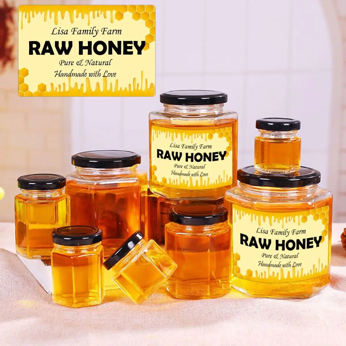 Direct Thermal Labels Stickers Honey Themed Labels 2 Inch Honey Jars Bottles Labels Valentine\'s Day Personalized Labels 250 Pcs