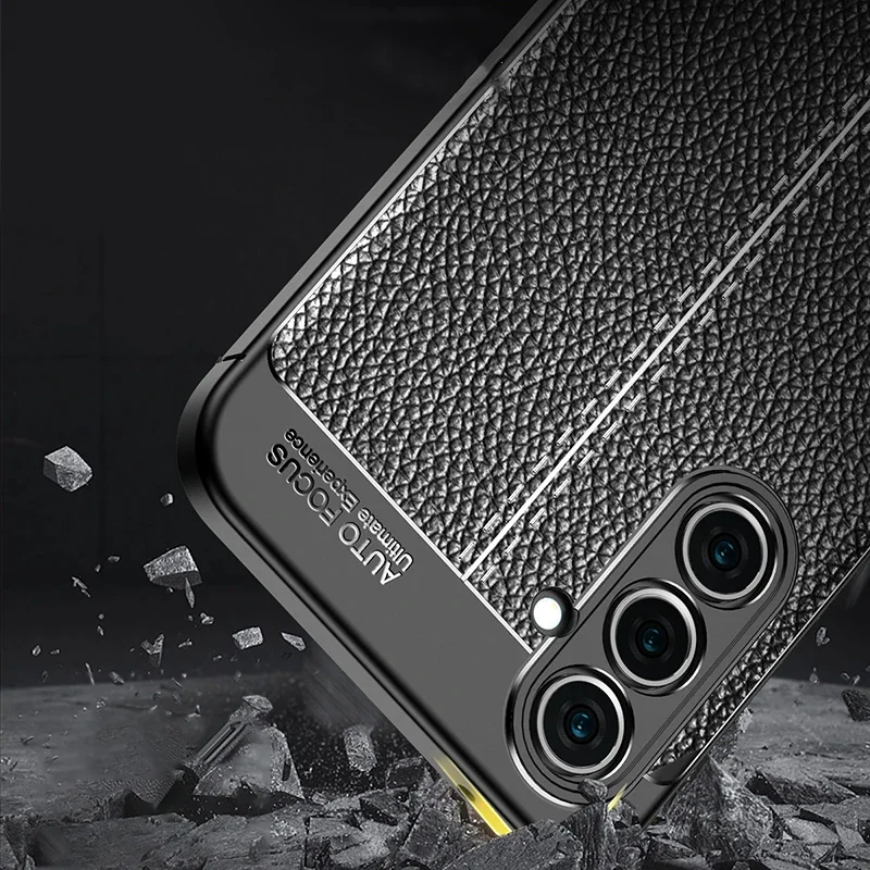 Leather Texture Silicone Phone Case For Samsung Galaxy S24 S23 S22 Ultra A15 A14 A05S A54 A34 A24 A52 A52S Shockproof Cover