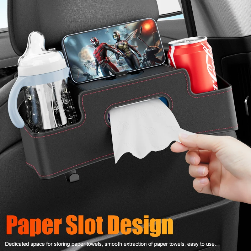 New Multifunctional Car Organizer Box Seat Back Cup Holder Tissue Storage Box With hook Auto Backseat Phone Bracket Car Interior