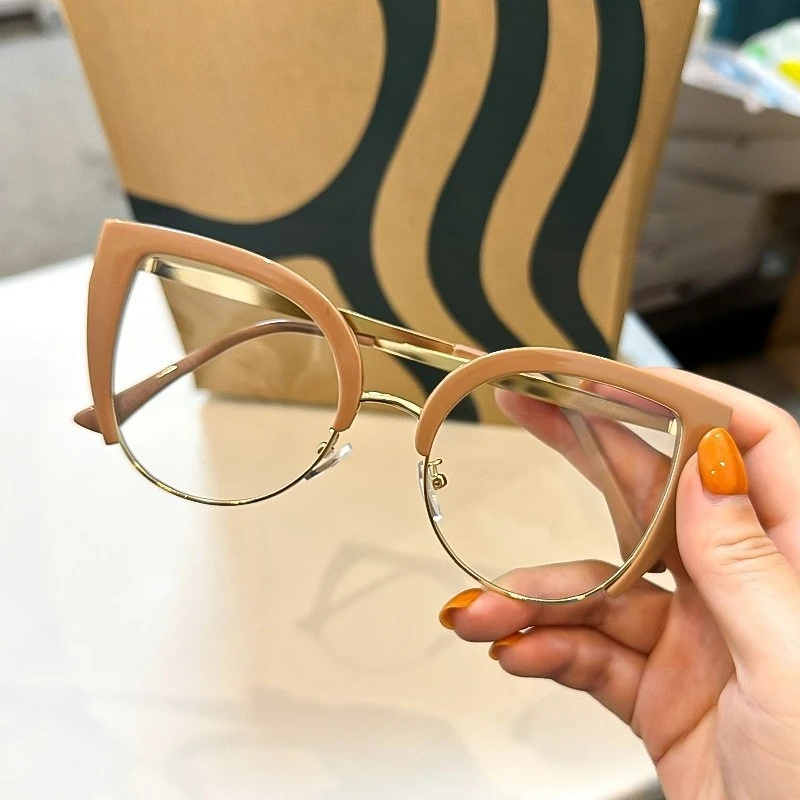 موضة إطار كبير طول النظر الشيخوخي نظارات جديدة ريترو القط العين طول النظر الشيخوخي نظارات HD مكافحة الضوء الأزرق حماية العين نظارات للقراءة #3