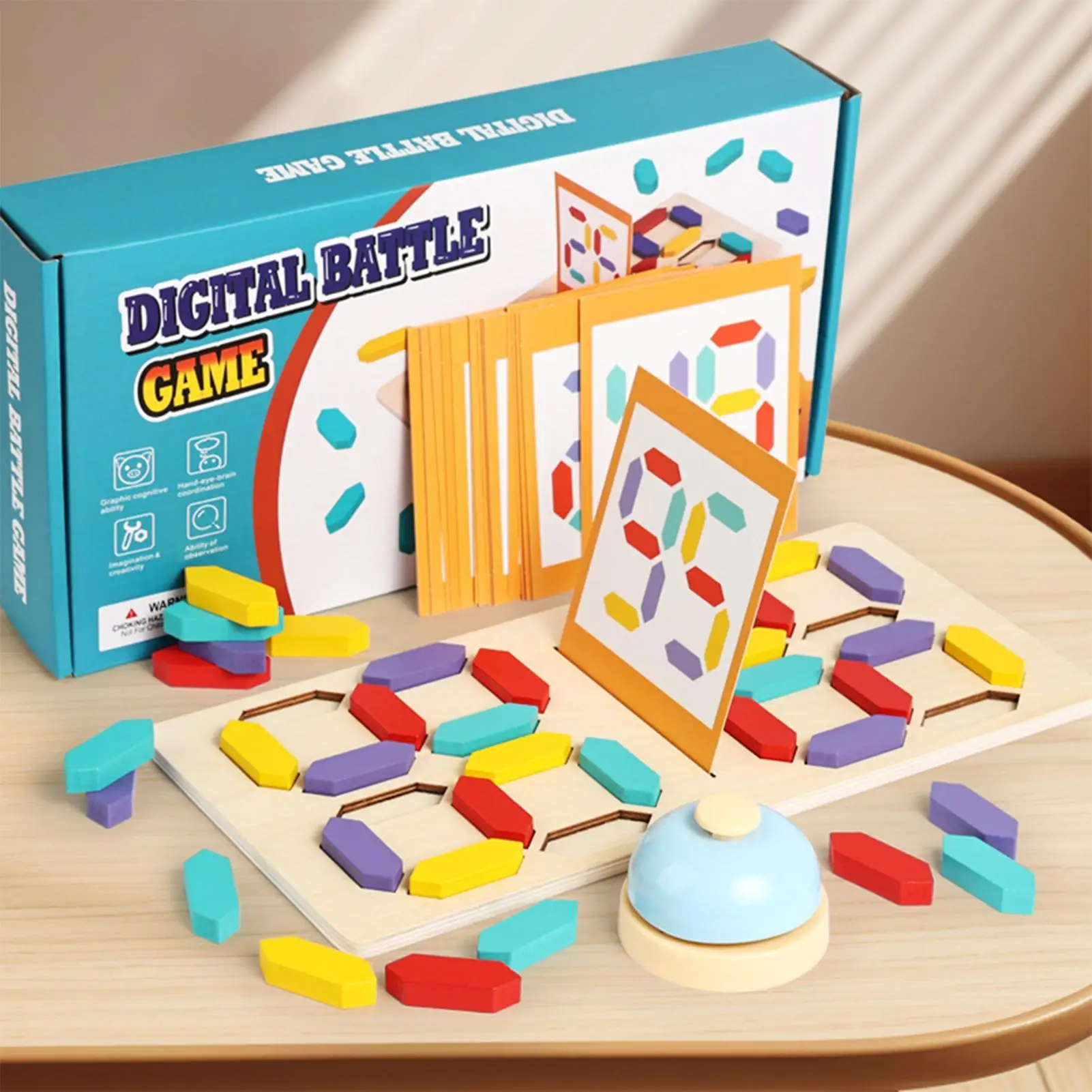 ألغاز الأرقام، لعبة مطابقة كتلة التحدي، ألغاز خشبية لمكتب الفصول الدراسية، أدوات تخزين نشاط رياض الأطفال