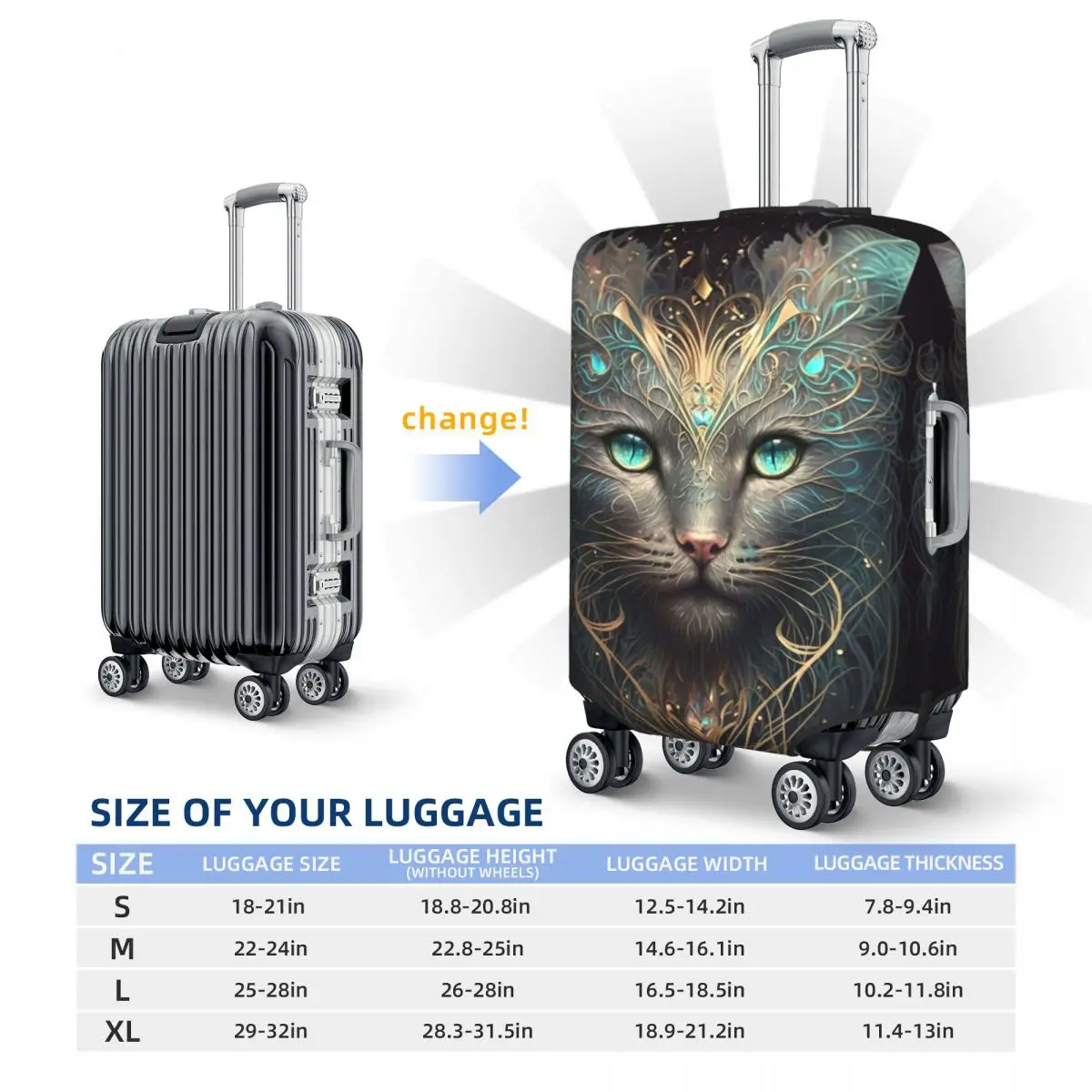 Luxury Cat Suitcase Cover abstract animal art Cruise Trip Protection Flight Useful Luggage Case