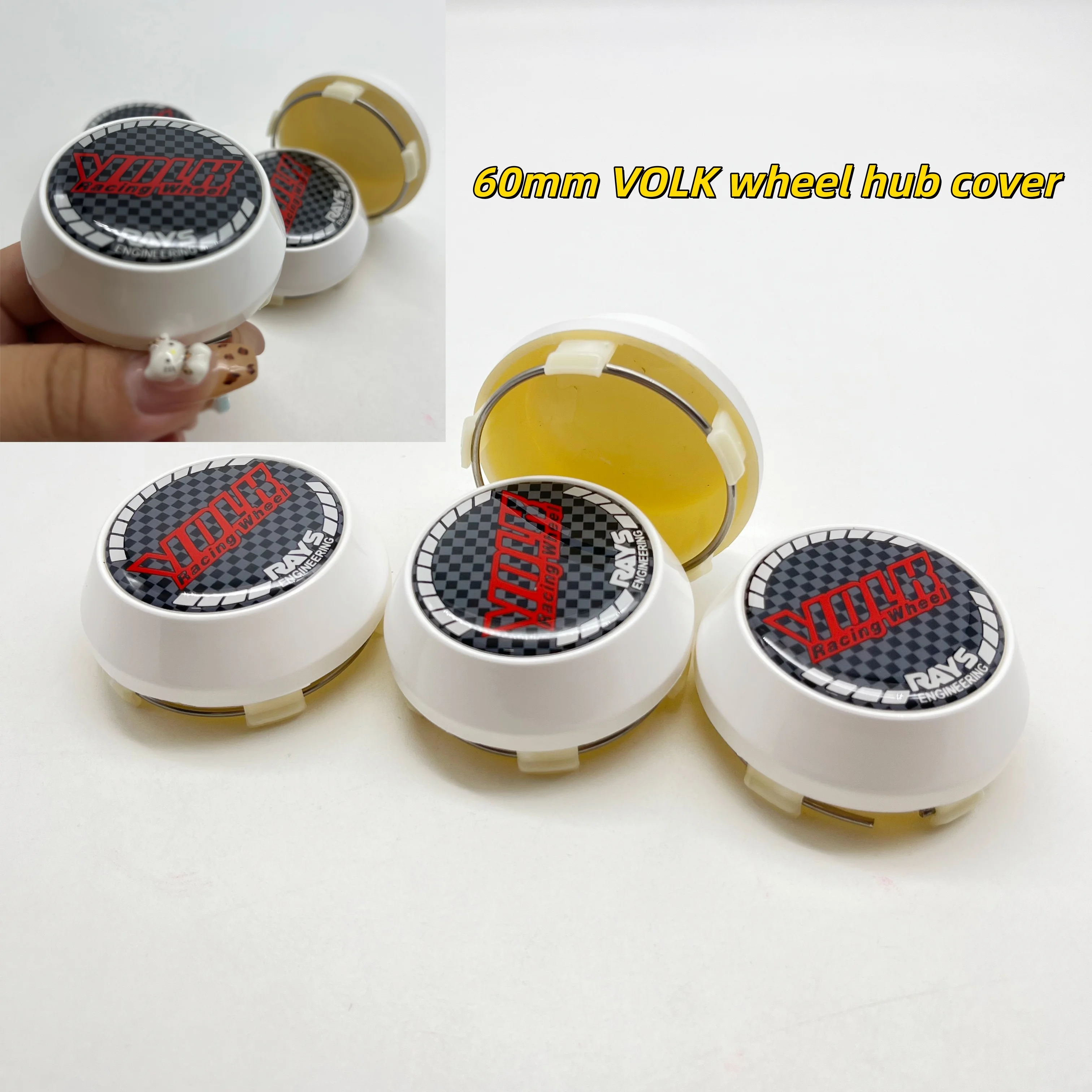 

4pcs/Set 60mm ( Fit 45mm Sticker ) Car Wheel Center High Caps With VOLK Racing Emblem Logo Hub Cover Cap Car Styling Accessories