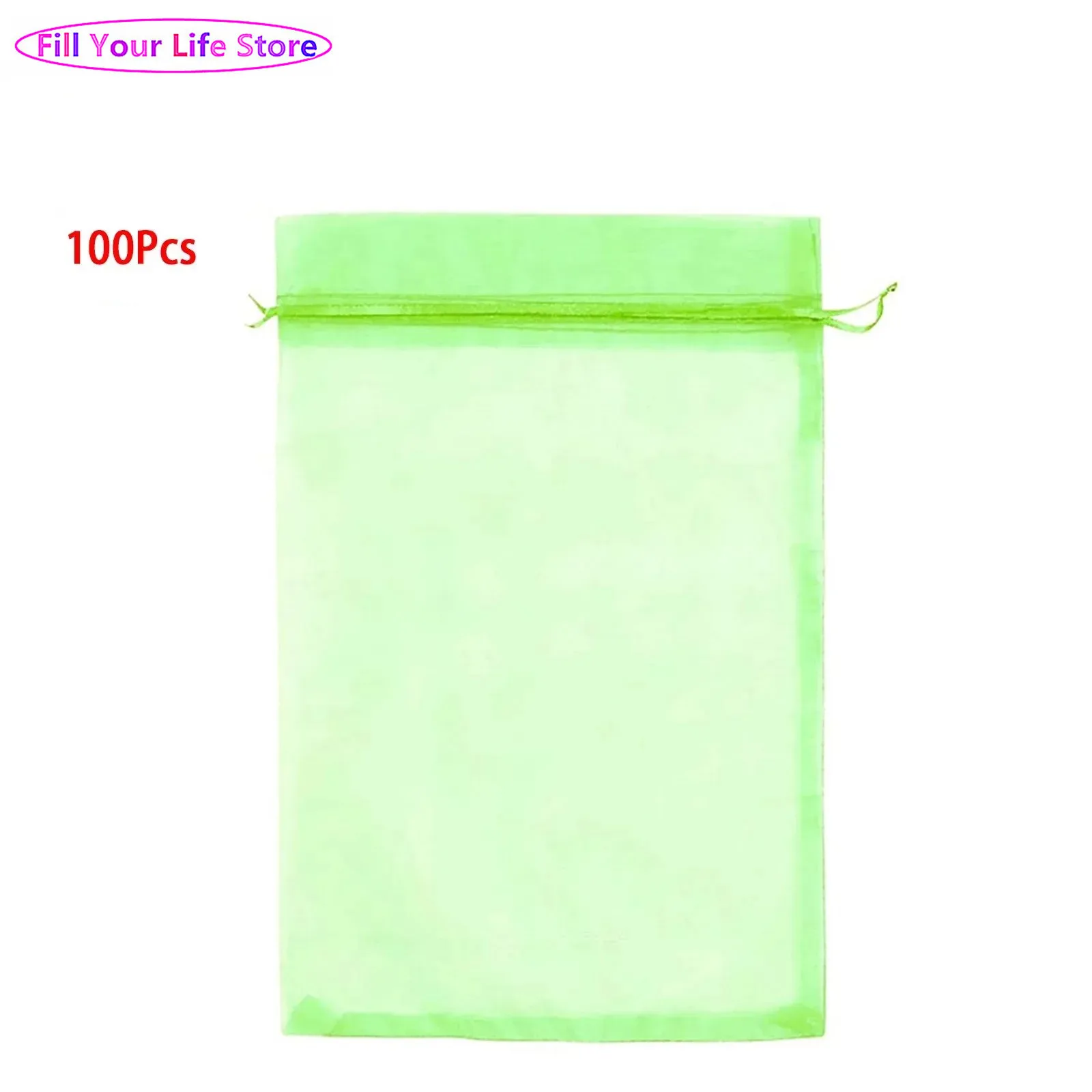 

100Pcs Organza Fruit Protecting Bags Mesh Barrier Bag Fruit Tree Netting Cover Bags with Drawstring to Protect Fruits