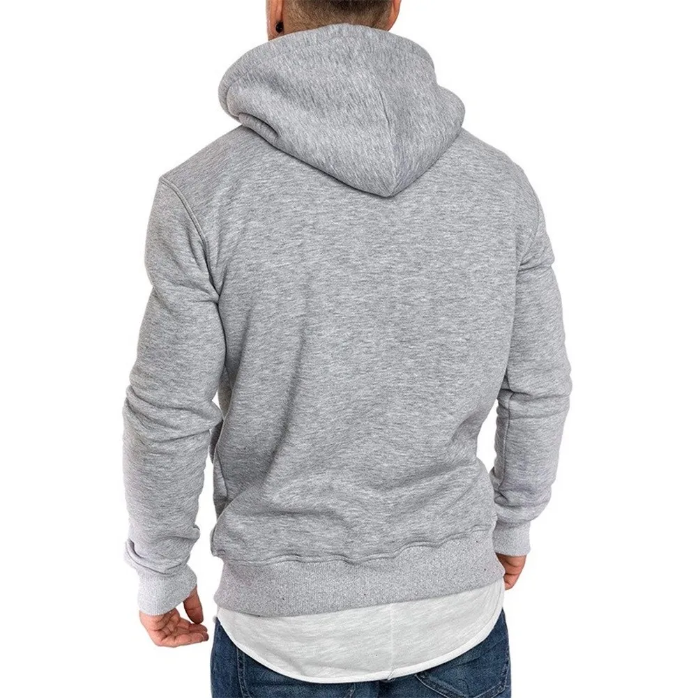 Hooded Sweatshirt for Men Long Sleeve Solid Color Pullover Top Ideal for Daily Use Sports and Transitional Season Wear