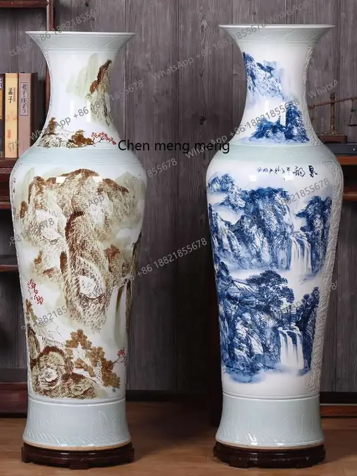 Jingdezhen ceramics, large vase floor-to-ceiling living room TV cabinet vase hotel entrance ornament