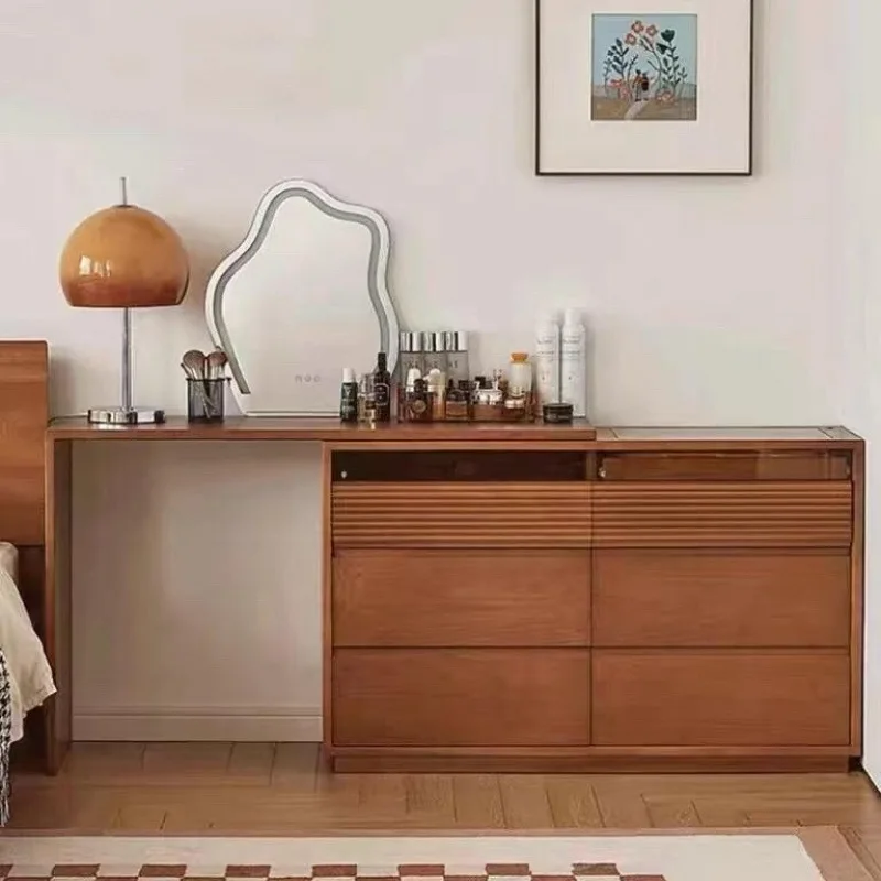 

Dresser, desk, solid wood chest, integrated small apartment makeup table, simple and modern bedside storage cabinet