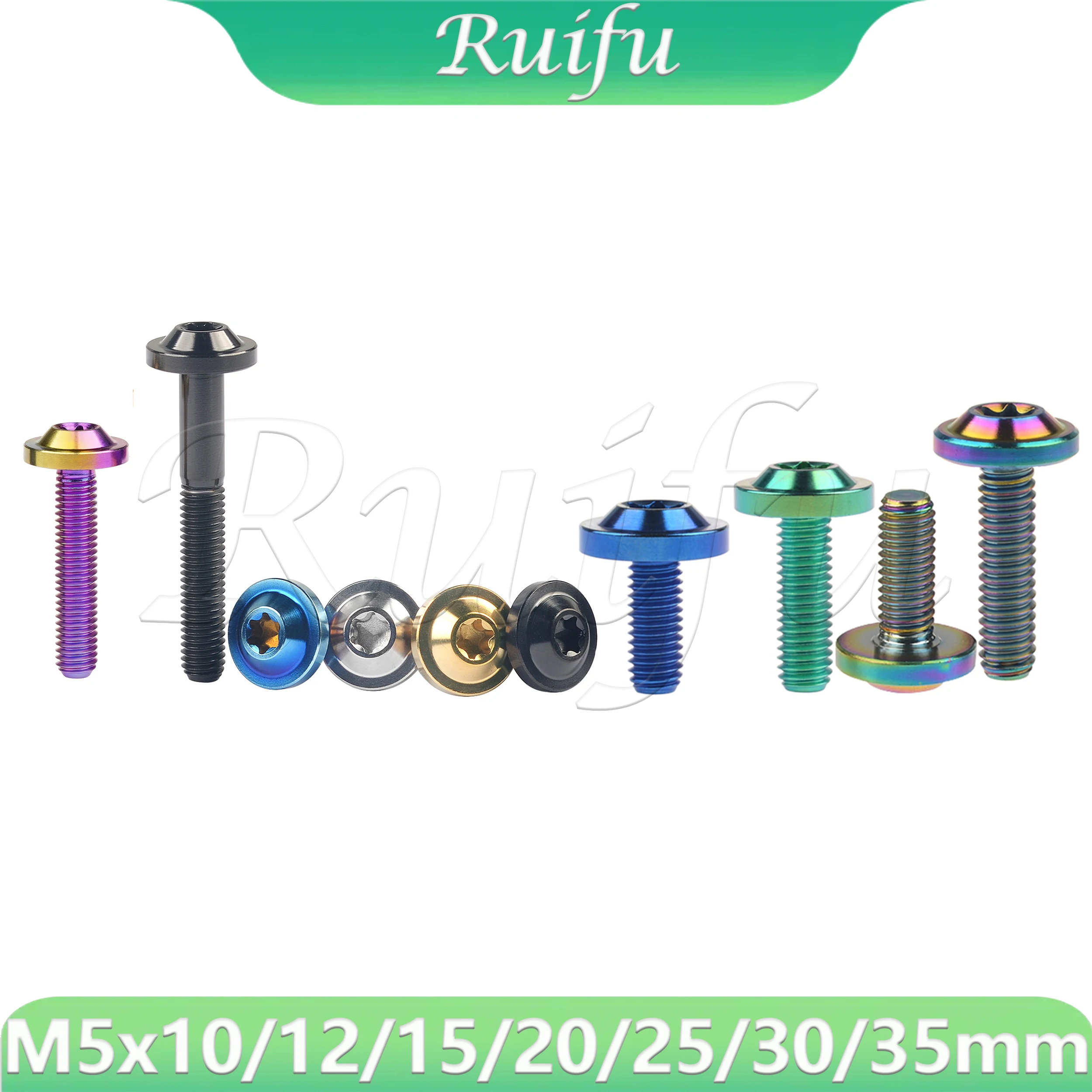 Ruifu  Titanium Bolt1PCS M5x10 12 15 20 25 30 35mm Disc Torx T25 Head Screw Flower Head for Motorcycle Disc Brake Bolts