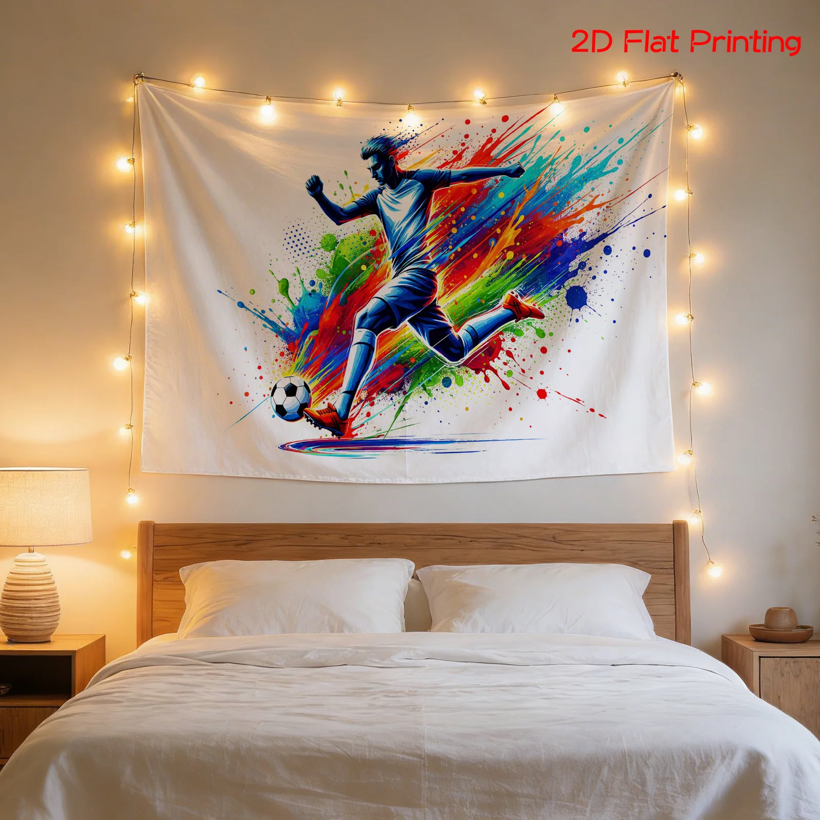 Abstract Soccer Football Tapestry Wall Hanging Sports Sporty Decor Large Canvas Art Print Graffiti Style 180x320cm