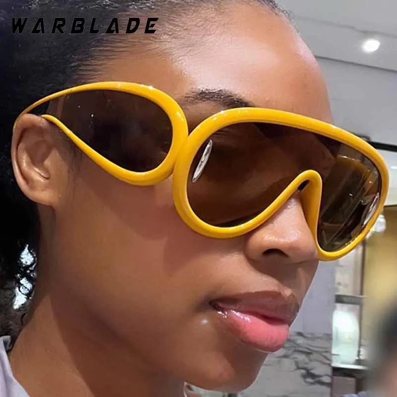 

Cool Cyberpunk One-Piece Big Frame Trend Women Sunglass Brand Design Men Sunglass Cycling Sports Rivets Windproof Goggles UV400
