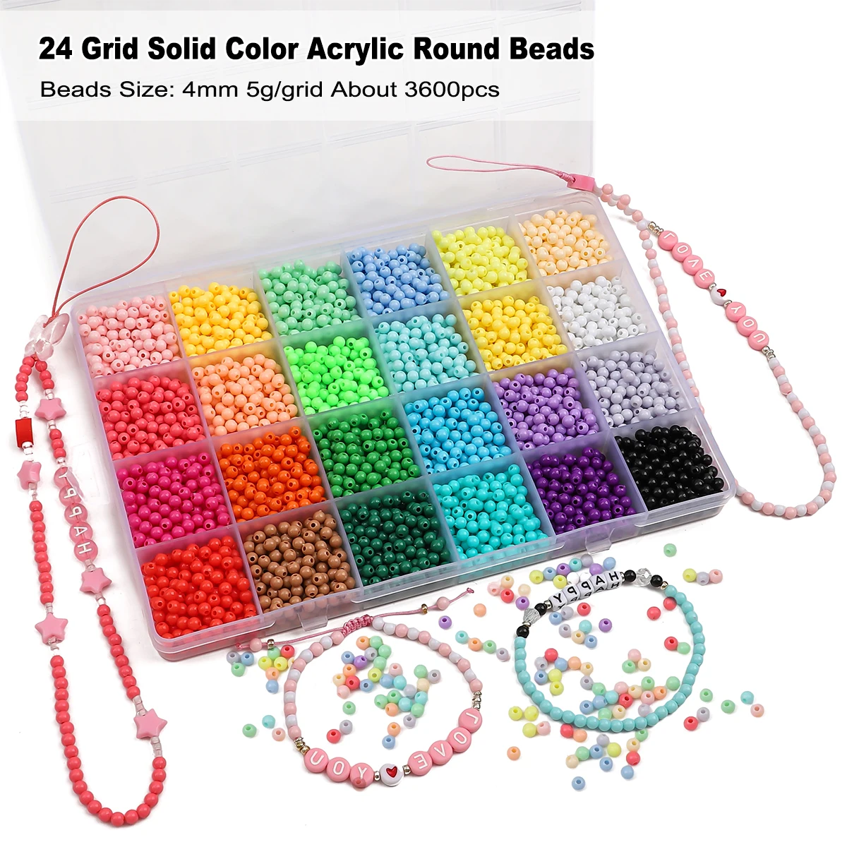 

1 Set/Bag 4mm Glass Seed Beads Kit For DIY Jewelry Handmade Bracelets Necklaces Earings Beads Set 24Colors 3600Pcs