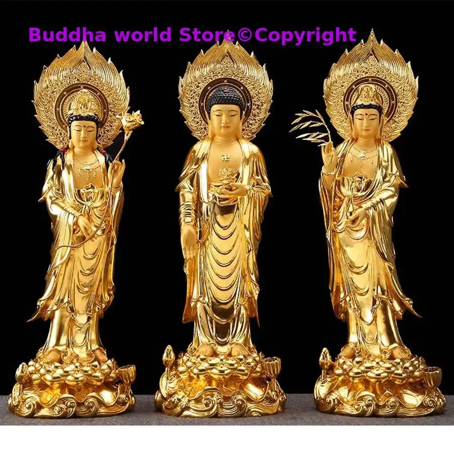 3P Large Buddhism high grade gold gilding copper Standing Guan yin Mahasthamaprapta Buddha HOME shrine protection FENG SHUI 58CM