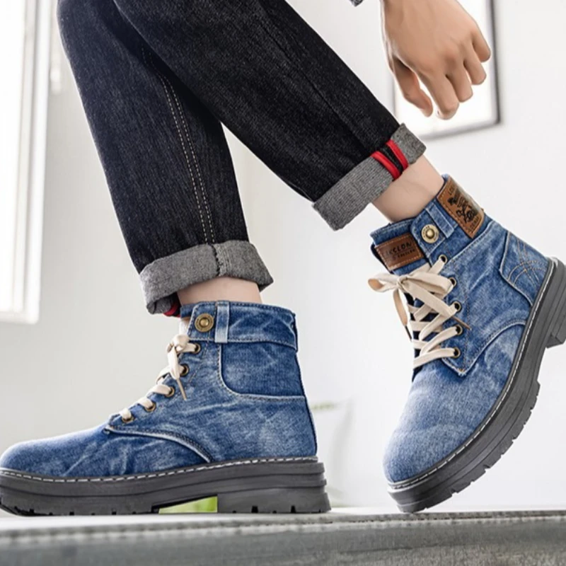 

Осенне-зимние прочные высококачественные мужские модные ботинки большого размера на плоской подошве на шнуровке нового сезона на все сезоны