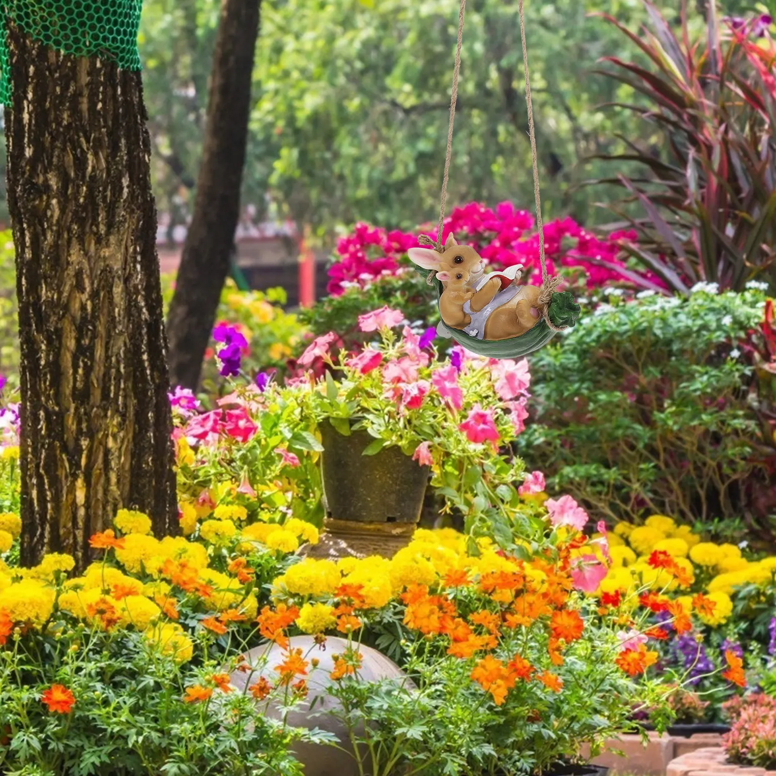 

1 шт. Садовая фигурка кролика из смолы, реалистичная скульптура кролика для газона, двора, балкона, уличного и домашнего декора, изделие из смолы в виде кролика