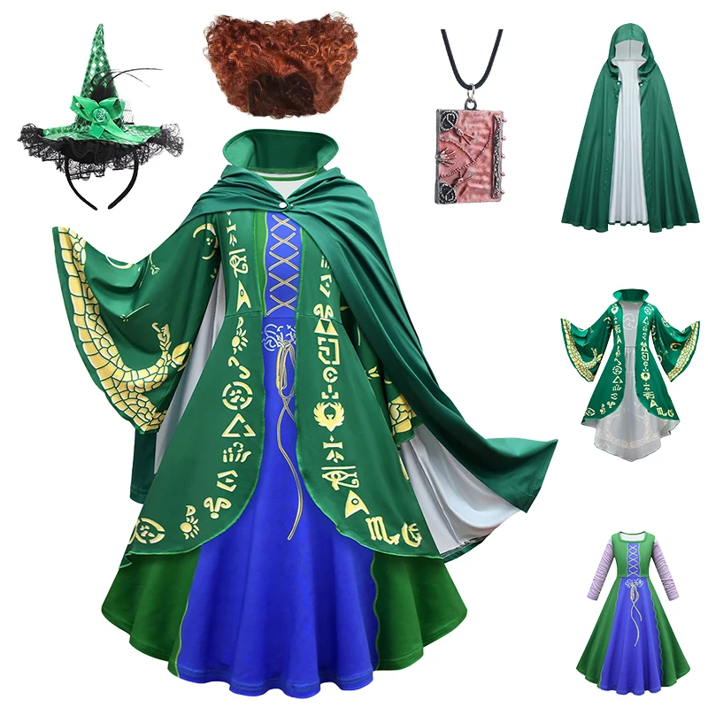 Hocus Pocus 2 Halloween Kinderen Cosplay Kostuum Winter Carnaval 2-12Year Meisjes Maskerade Party Vampire Witch Winifred Dress Up