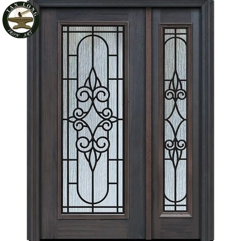 Foshan Factory Wrought Iron Entrance Door for House Courtyard Elegant Durable