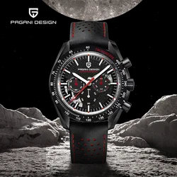 PAGANI DESIGN 2023 Mens Watches Moon Chronograph Luxury Quartz Wrist Watch For Men AR Sapphire Mirror Waterproof Leather Sports