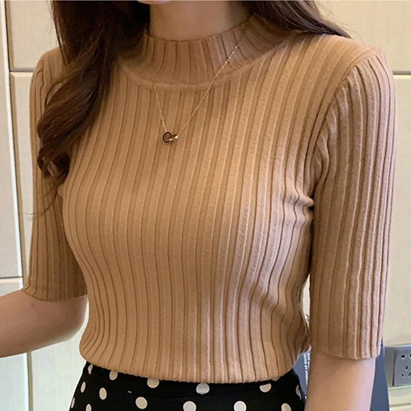 Blusas Mujer Blouses Top FemmeTops Women Blusas Mujer De Moda 2024 Verano Short Sleeve Knit Blouse Women Knitted Pullovers E525