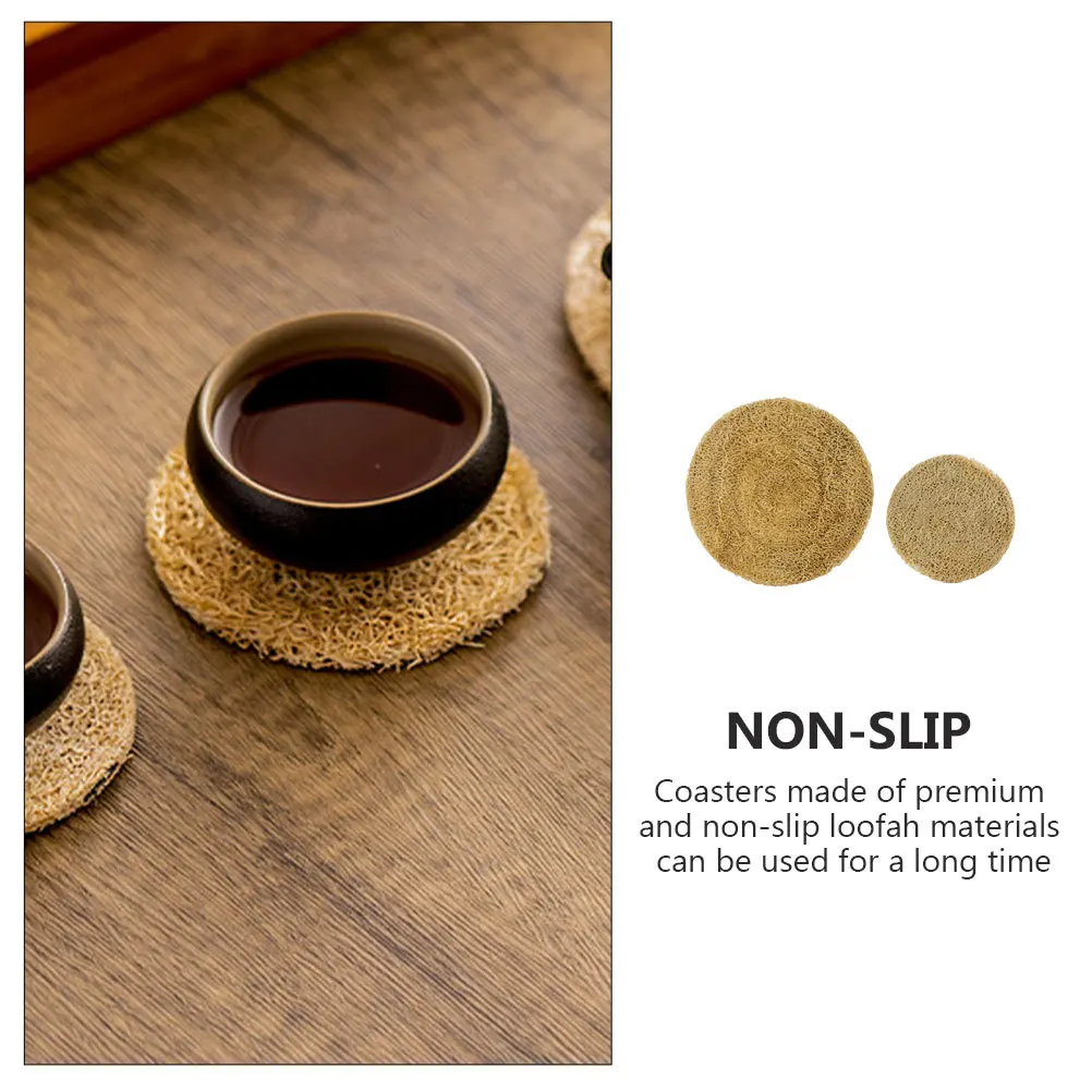 

2Pcs Loofah Coasters Round Heat Resistant Non Slip Reusable Cup Pads Decorative Drink Mats Table Coasters for Home Office