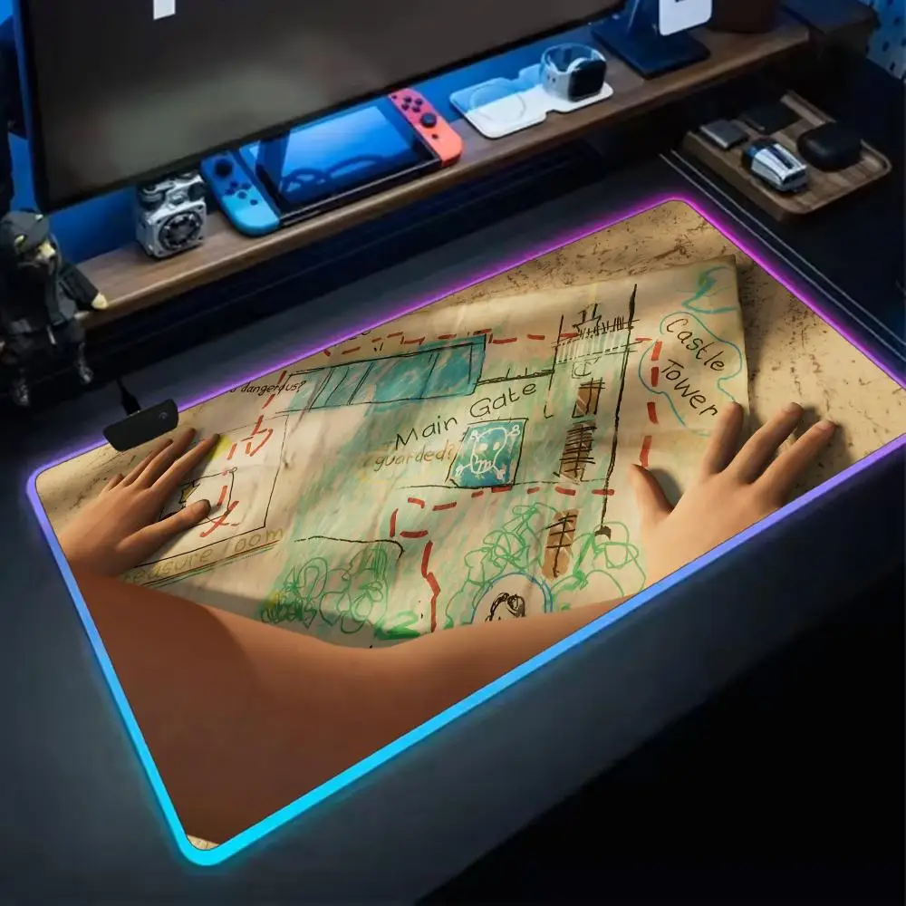 Tomb Raider Mouse Pad RGB Extra Large Mouse Pad for Gaming, Smooth Surface, Non-Slip, Customizable Lights