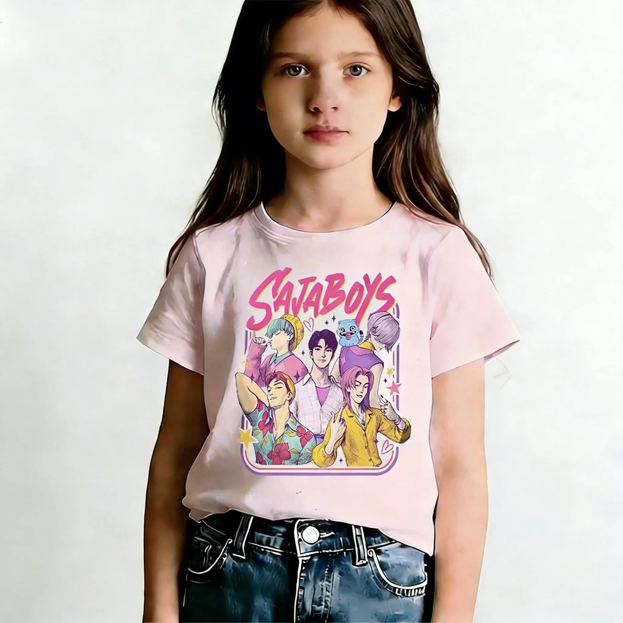 

Y2k 2026 Hot KPop Demon Hunters Saja Boys Cartoon T-shirt Women Man Short Sleeve Tee Casual Top Children's T-shirt Kids Clothing