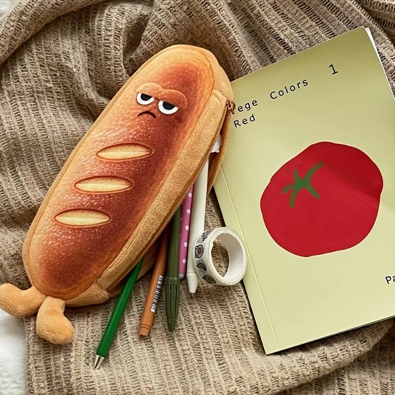 Bread Shaped Pencil Case Cartoon Design  Soft and Durable Student Stationery Storage Bag  Fun and Practical Pencil Case