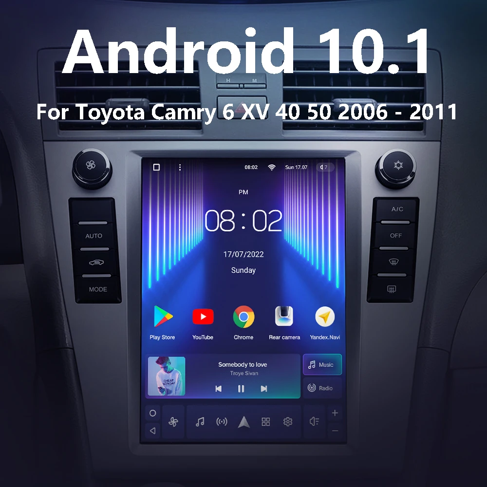 Android 11 For Toyota Camry 6 XV 40 50 2006 - 2011 For Tesla style screen Car Radio Multimedia Video Player Navigation GPS