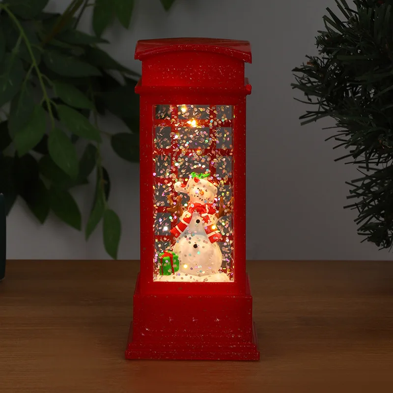 2024 Santa Claus Phone Booth Decoration Christmas Gift Christmas Crystal Ball Ornaments Led Lights Merry Christmas Decoration