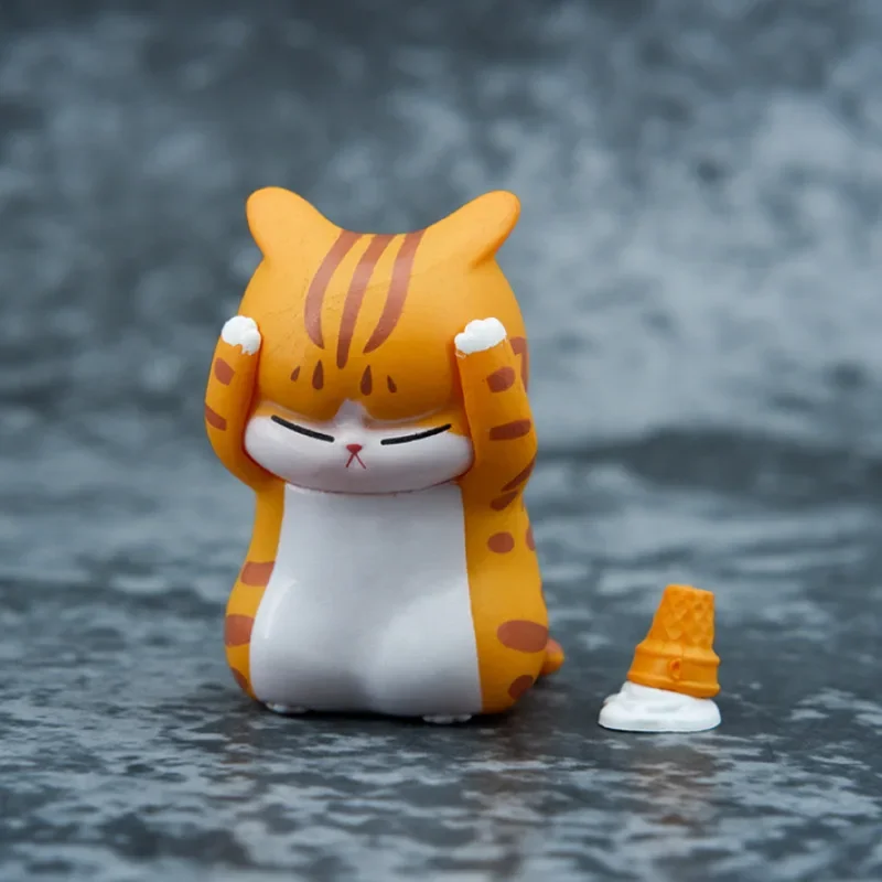 Cute Anime Distressed Cat Car Interior Decoration Covering Face Kitten Figure Auto Center Console Decoration for Car Accessories