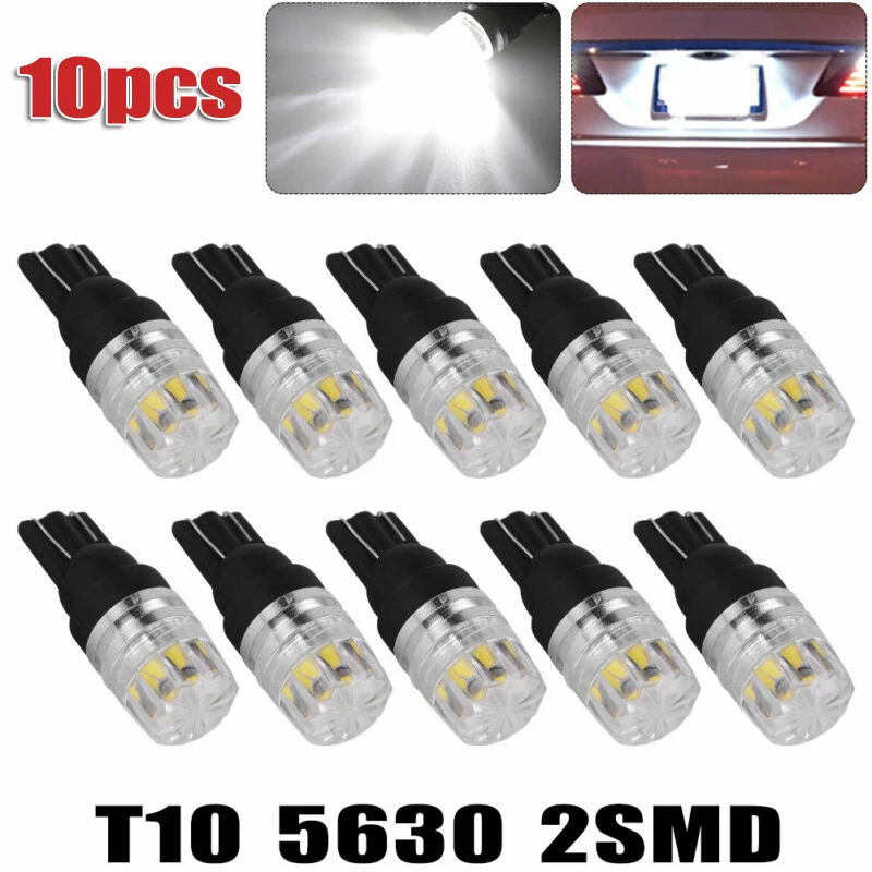 10x White Base Led 12V Car Led Light Bulbs 2SMD LED High Power Dome Map License Light Bulbs W5W 168 194 2825 Car Accessories