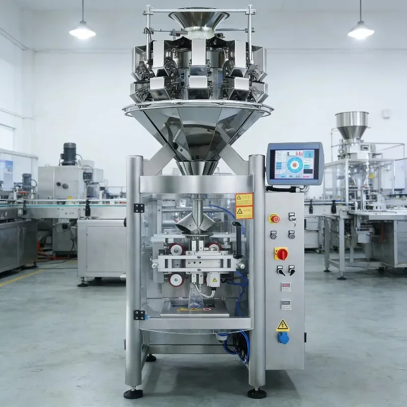 Automatic Vertical High Speed Liquid Pouch Packaging Machine Filling Labeling for Food Grade Plastic/Paper Bags PLC Controlled