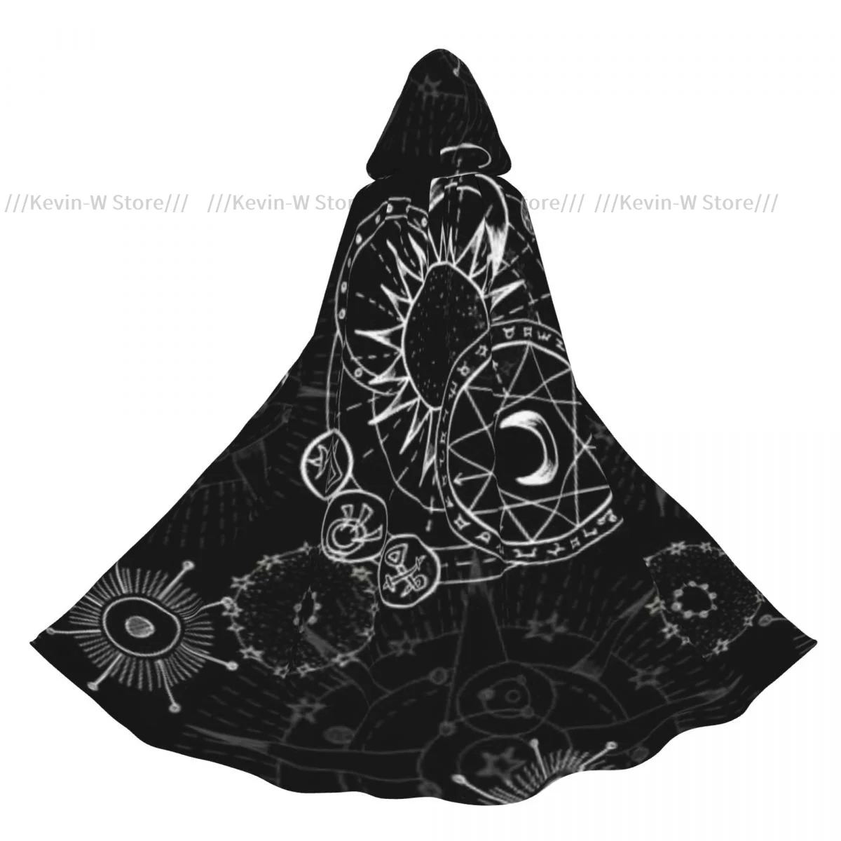 

Long Cape Cloak Celestial Fantasy Mystic Symbols Hooded Cloak Coat Autumn Hoodies